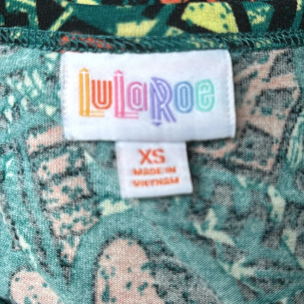 LuLaRoe Disney Minnie Mouse Teal and Orange Patterned Midi Dress - Picture 7 of 7